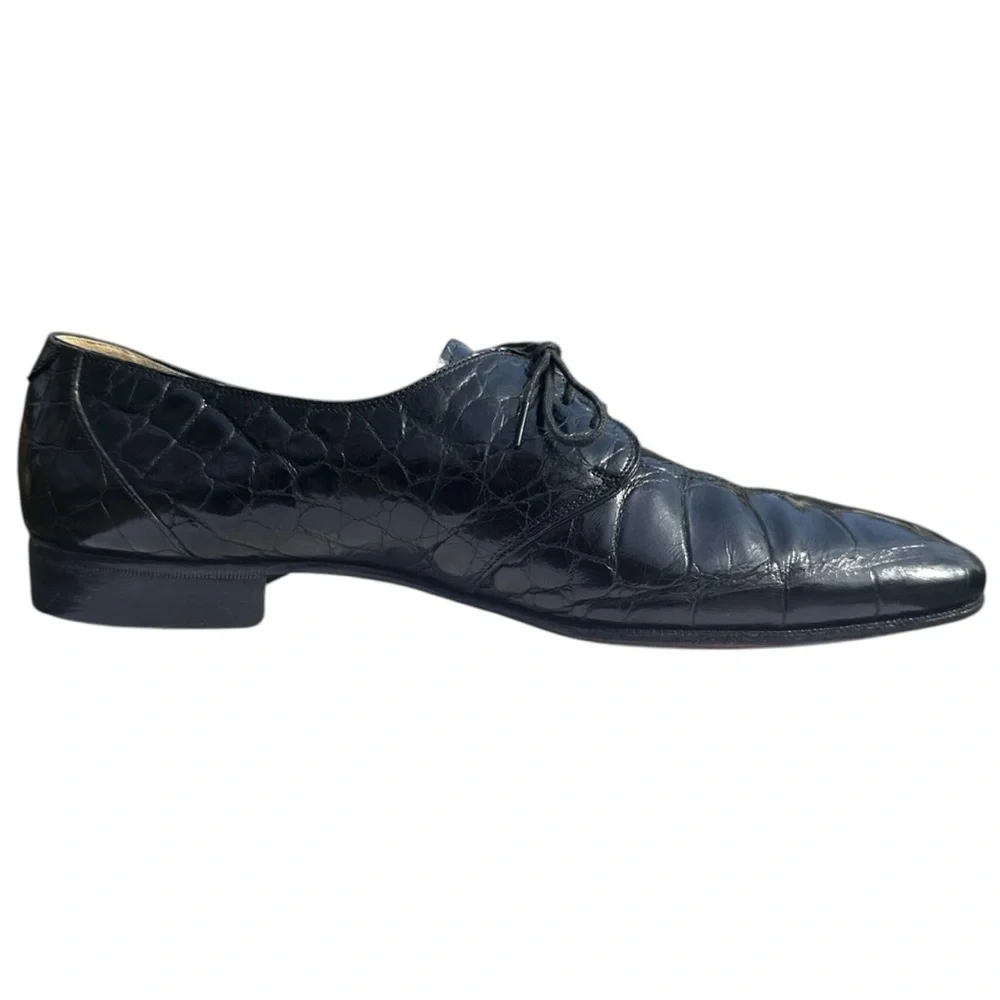 Mauri Alligator Leather Derby Shoes Lace Up Black US 11 1/2 11.5 Medium Vintage